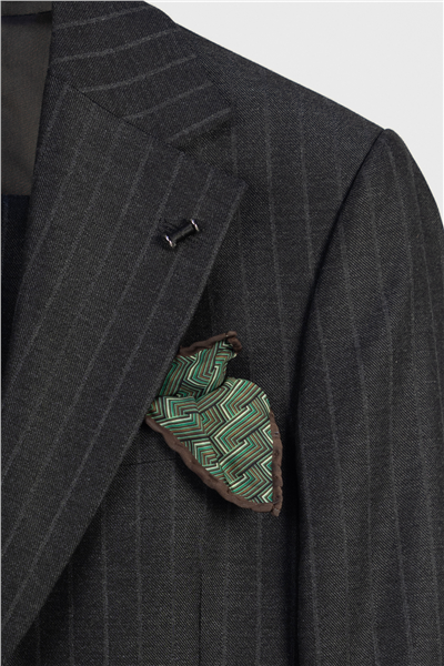 Giotelli Erkek Koyu Gri Dar Kesim Slim Fit Viskon Çizgili Yan Cep Normal Bel 6 Drop Takım Elbise