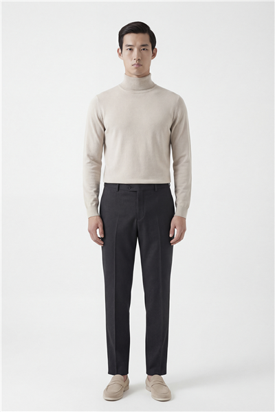 Giotelli Erkek Siyah Dar Kesim Slim Fit Viskon Dokuma Normal Bel Dokuma Pantolon
