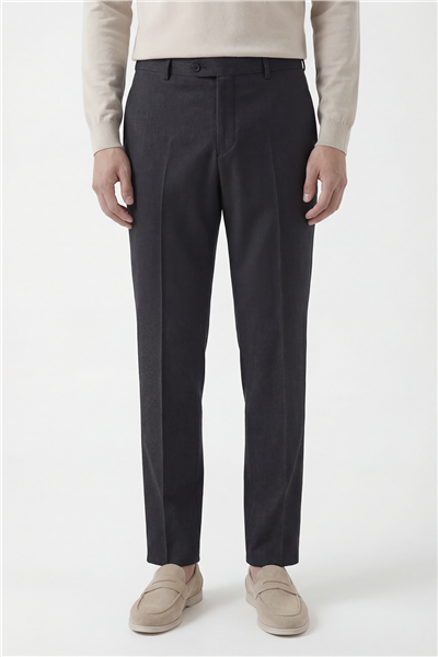 Giotelli Erkek Siyah Dar Kesim Slim Fit Viskon Dokuma Normal Bel Dokuma Pantolon