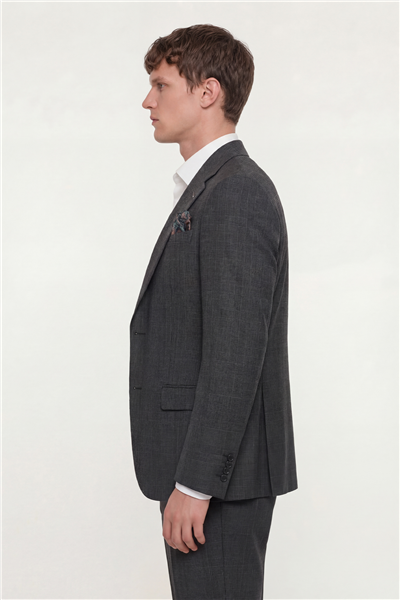 Giotelli Erkek Siyah Dar Kesim Slim Fit Viskon Dokuma Normal Bel 6 Drop Yelekli Klasik Takım Elbise