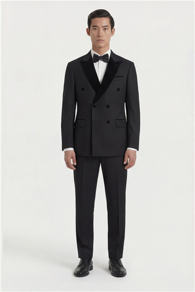 Giotelli Erkek Siyah Dar Kesim Slim Fit Viskon Dokuma Normal Bel 6 Drop Klasik Smokin Takım Elbise