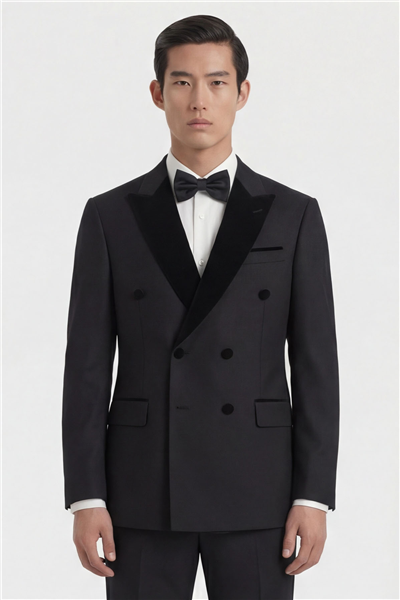 Giotelli Erkek Siyah Dar Kesim Slim Fit Viskon Dokuma Normal Bel 6 Drop Klasik Smokin Takım Elbise