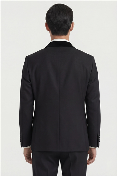 Giotelli Erkek Siyah Dar Kesim Slim Fit Viskon Dokuma Normal Bel 6 Drop Klasik Smokin Takım Elbise