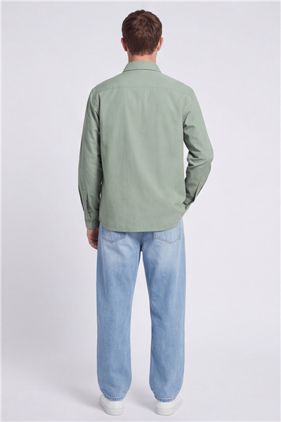 Giotelli Erkek Yeşil Normal Kesim Regular Fit Dokuma Uzun Kollu Gömlek Yaka Çıtçıt Düğme Gömlek