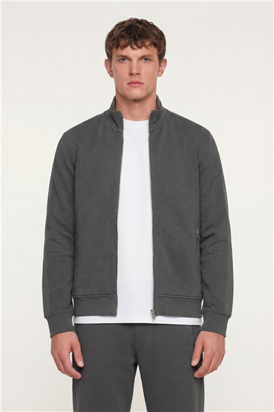 Giotelli Füme Regular Fit Yarım Balıkçı Yaka Fermuarlı TrackSuit