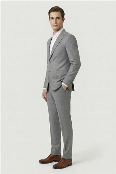 Giotelli Gri 6 Drop Polyester Viskon Karışımlı Elastan İçerikli Erkek Takım Elbise