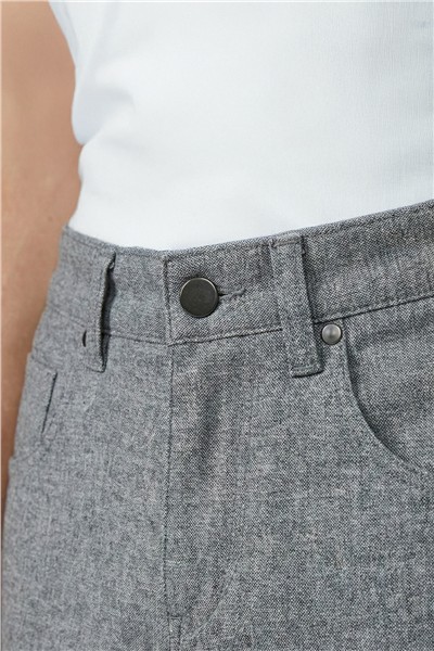 Giotelli Gri Dokuma Kumaş Normal Bel Standart Boy Erkek Pantolon