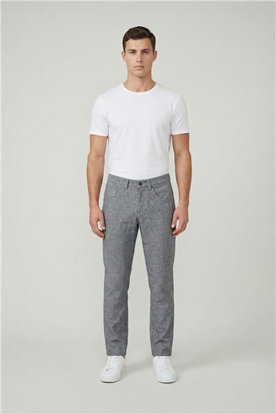 Giotelli Gri Dokuma Kumaş Normal Bel Standart Boy Erkek Pantolon
