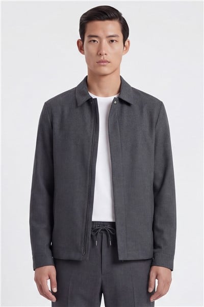 Giotelli Erkek Gri Dar Kesim Slim Fit Yünlü Dokuma 6 Drop Spor Takım Elbise