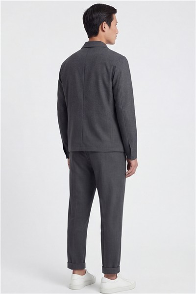 Giotelli Erkek Gri Dar Kesim Slim Fit Yünlü Dokuma 6 Drop Spor Takım Elbise