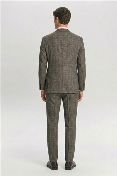 Giotelli Erkek Kahve Dar Kesim Slim Fit Viskon Dokuma Normal Bel 6 Drop Klasik Takım Elbise