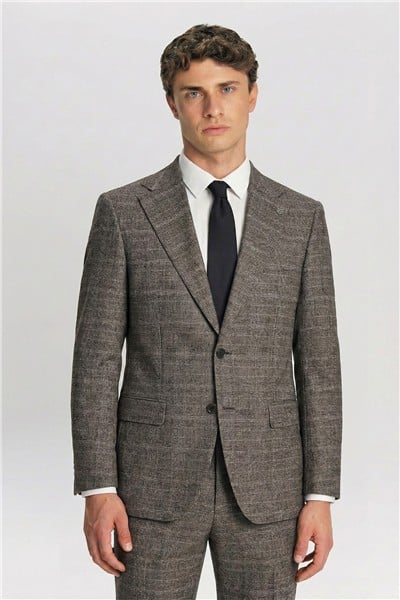 Giotelli Erkek Kahve Dar Kesim Slim Fit Viskon Dokuma Normal Bel 6 Drop Klasik Takım Elbise