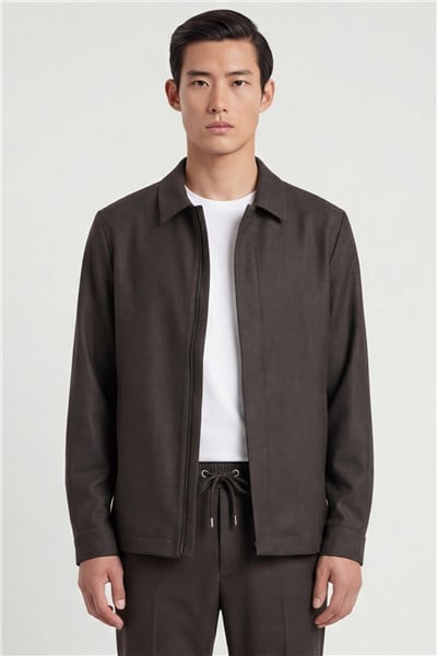 Giotelli Erkek Kahve Dar Kesim Slim Fit Yünlü Dokuma 6 Drop Spor Takım Elbise