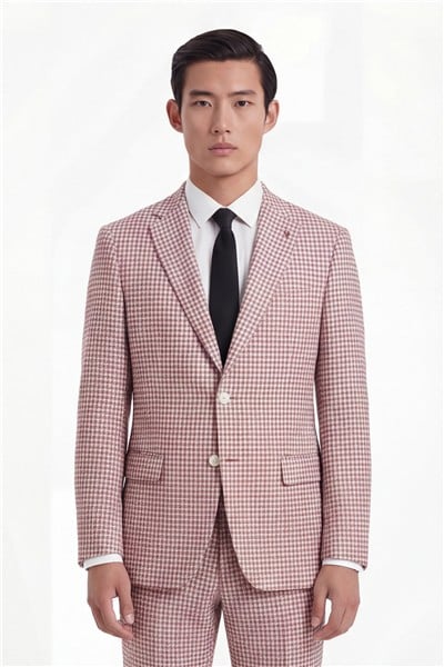 Giotelli Erkek Kiremit Dar Kesim Roma Kalıp Viskon Desenli Torba Cep Mono Yaka  6 Drop Ceket