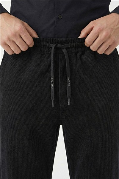 Giotelli Siyah Dokuma Kumaş Normal Bel Standart Boy Erkek Pantolon