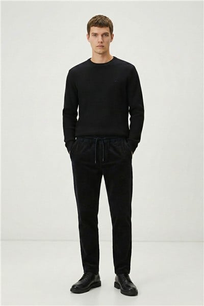 Giotelli Siyah Dokuma Kumaş Normal Bel Standart Boy Erkek Pantolon