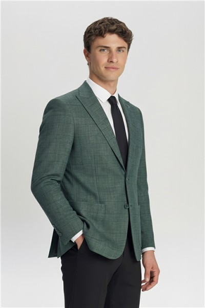 Giotelli Yeşil Yelekli 6 Drop Polyester Viskon Karışımlı Astarsız Erkek Takım Elbise
