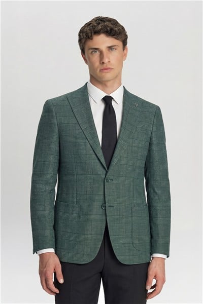 Giotelli Yeşil Yelekli 6 Drop Polyester Viskon Karışımlı Astarsız Erkek Takım Elbise