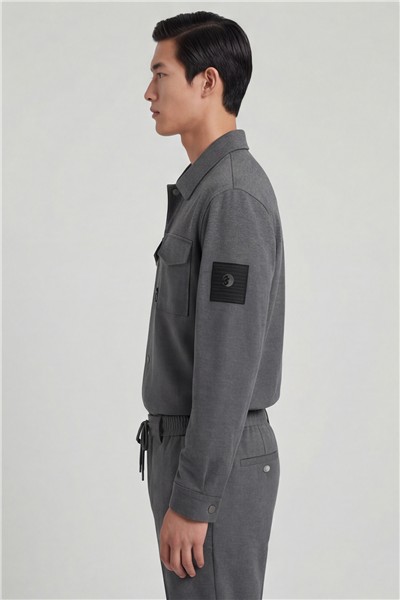 Giotelli Erkek Gri Dar Kesim Slim Fit Viskon Dokuma Bomber Ceketli Takım