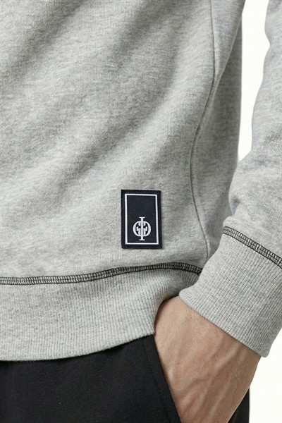 Giotelli Erkek Gri Melanj Normal Kesim Regular Fit Pamuklu Kapüşonlu Yaka Sweatshirt