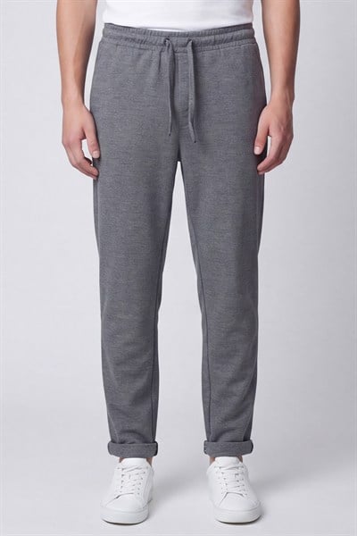 Giotelli Erkek Gri Dar Kesim Slim Fit Viskon Dokuma Yan Cep Lastikli Bel Pantolon