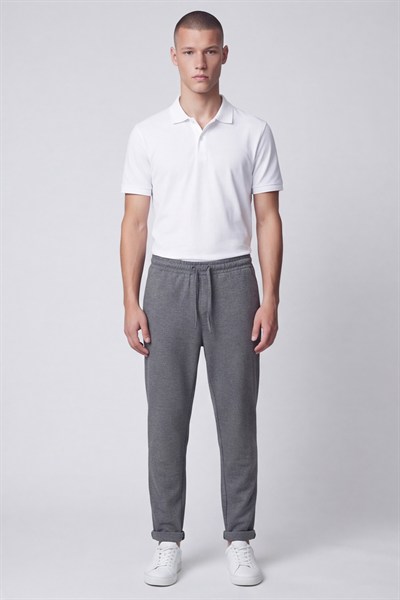 Giotelli Erkek Gri Dar Kesim Slim Fit Viskon Dokuma Yan Cep Lastikli Bel Pantolon