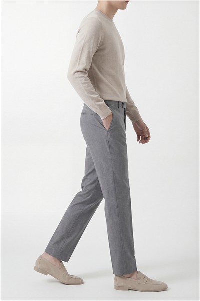 Giotelli Erkek Gri  Dar Kesim Slim Fit Viskon Dokuma Yan Cep Pantolon
