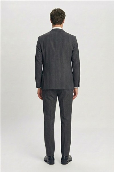 Giotelli Erkek Gri Dar Kesim Slim Fit Viskon 8 Drop Klasik Takım Elbise