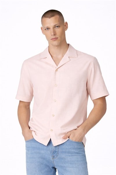 Giotelli Erkek Gül Kurusu Normal Kesim Regular Fit Kısa Kollu Kamp Yaka Gömlek