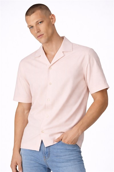 Giotelli Erkek Gül Kurusu Normal Kesim Regular Fit Kısa Kollu Kamp Yaka Gömlek