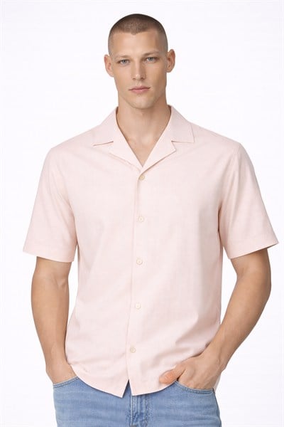 Giotelli Erkek Gül Kurusu Normal Kesim Regular Fit Kısa Kollu Kamp Yaka Gömlek