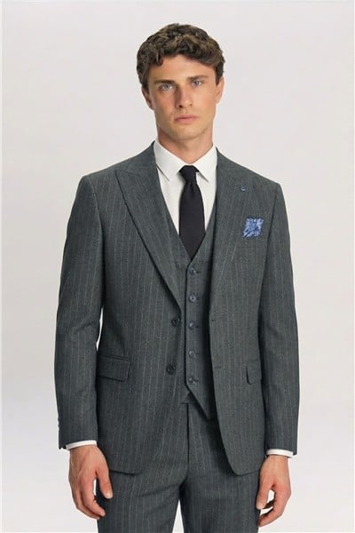 Giotelli Erkek Haki Dar Kesim Slim Fit Viskon 8 Drop Klasik Takım Elbise