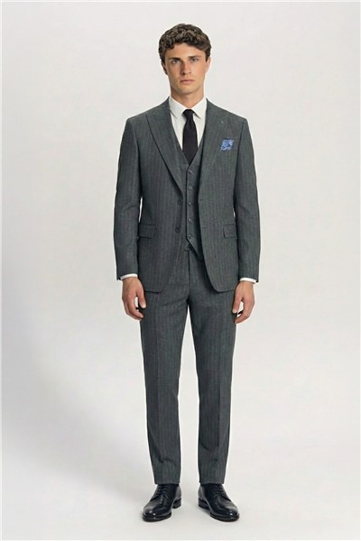 Giotelli Erkek Haki Dar Kesim Slim Fit Viskon 8 Drop Klasik Takım Elbise