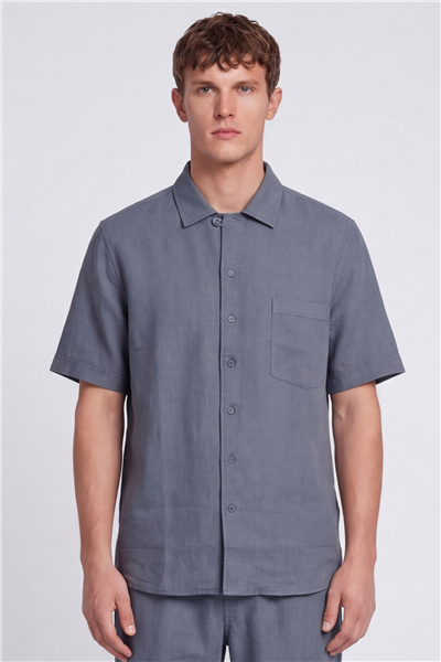 Giotelli Erkek İndigo Normal Kesim Regular Fit Pamuklu Dokuma Lastikli Bel Kamp Yaka Takım Elbise