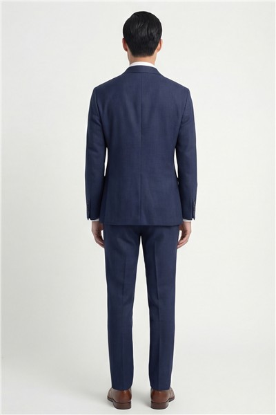 Giotelli Erkek İndigo Dar Kesim Slim Fit Viskon Düz Sivri Yaka Fleto Kapaklı Cep Çift Yırtmaçlı Klasik Paça Tam Astarlı 6 Drop Takım Elbise