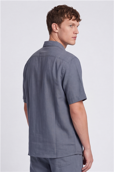 Giotelli Erkek İndigo Normal Kesim Regular Fit Pamuklu Dokuma Lastikli Bel Kamp Yaka Takım Elbise