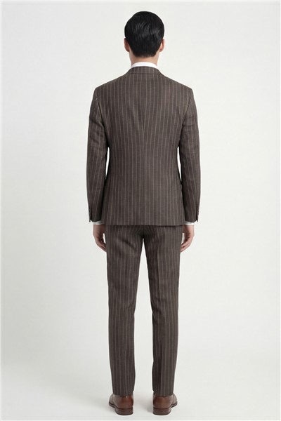 Giotelli Erkek Kahve Dar Kesim Slim Fit Viskon Dokuma Normal Bel 6 Drop Klasik Takım Elbise