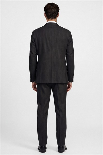 Giotelli Erkek Kahve Dar Kesim Slim Fit Viskon Dokuma Çizgili 4 Drop Takım Elbise