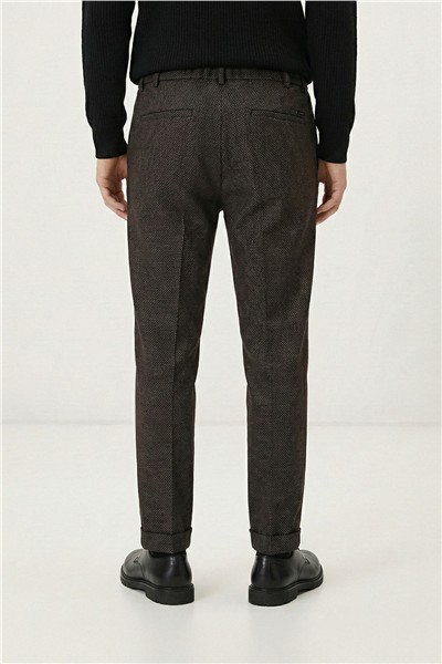 Giotelli Erkek Kahve Dar Kesim Slim Fit Viskon Dokuma Normal Bel 6 Drop Pantolon