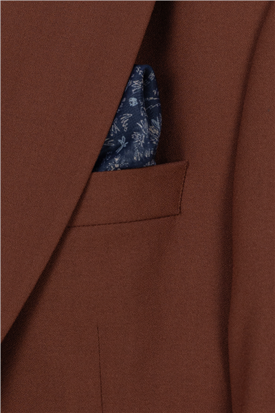 Giotelli Erkek Kiremit Dar Kesim Slim Fit Viskon Klasik Yaka 8 Drop Takım Elbise