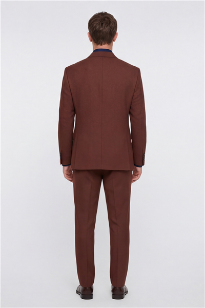 Giotelli Erkek Kiremit Dar Kesim Slim Fit Viskon Klasik Yaka 8 Drop Takım Elbise