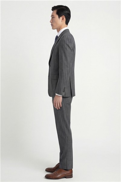 Giotelli Erkek Koyu Gri Dar Kesim Slim Fit Viskon Dokuma Normal Bel 6 Drop Klasik Takım Elbise