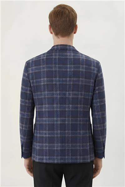 Giotelli Koyu Lacivert-Bordo Yün Karışımlı 6 Drop Erkek Ceket