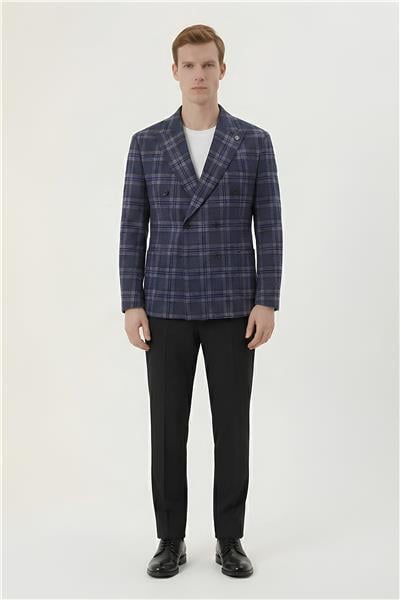 Giotelli Koyu Lacivert-Bordo Yün Karışımlı 6 Drop Erkek Ceket