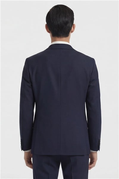 Giotelli Erkek Koyu Lacivert Dar Kesim Slim Fit Viskon Dokuma Nomal Bel 6 Drop Yelekli Smokin Takım Elbise