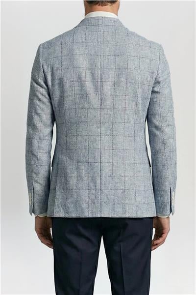 Giotelli Lacivert Ekose Sivri Yaka Roma Kalıp 6 Drop Astarsız Erkek Ceket