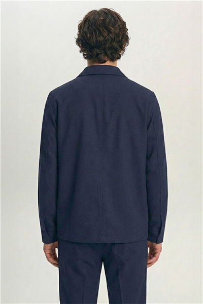 Giotelli Erkek Lacivert Dar Kesim Slim Fit Yünlü Dokuma 6 Drop Spor Takım Elbise