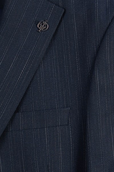 Giotelli Erkek Lacivert Dar Kesim Slim Fit Viskon Dokuma Çizgili 4 Drop Takım Elbise