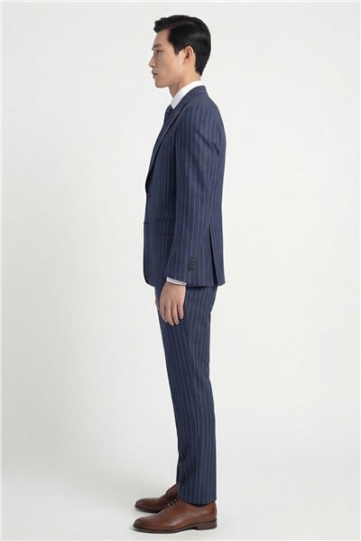 Giotelli Erkek Lacivert Dar Kesim Slim Fit Viskon Dokuma Normal Bel 6 Drop Klasik Takım Elbise