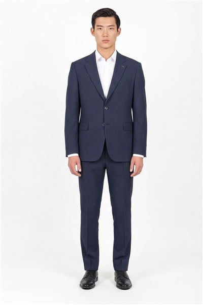 Giotelli Erkek Lacivert Dar Kesim Slim Fit Viskon Dokuma Normal Bel 6 Drop Takım Elbise